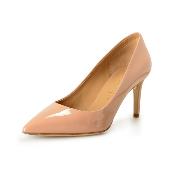 Salvatore Ferragamo Women's "ILARY 70" Beige Patent Leather Heeled Pumps Shoes